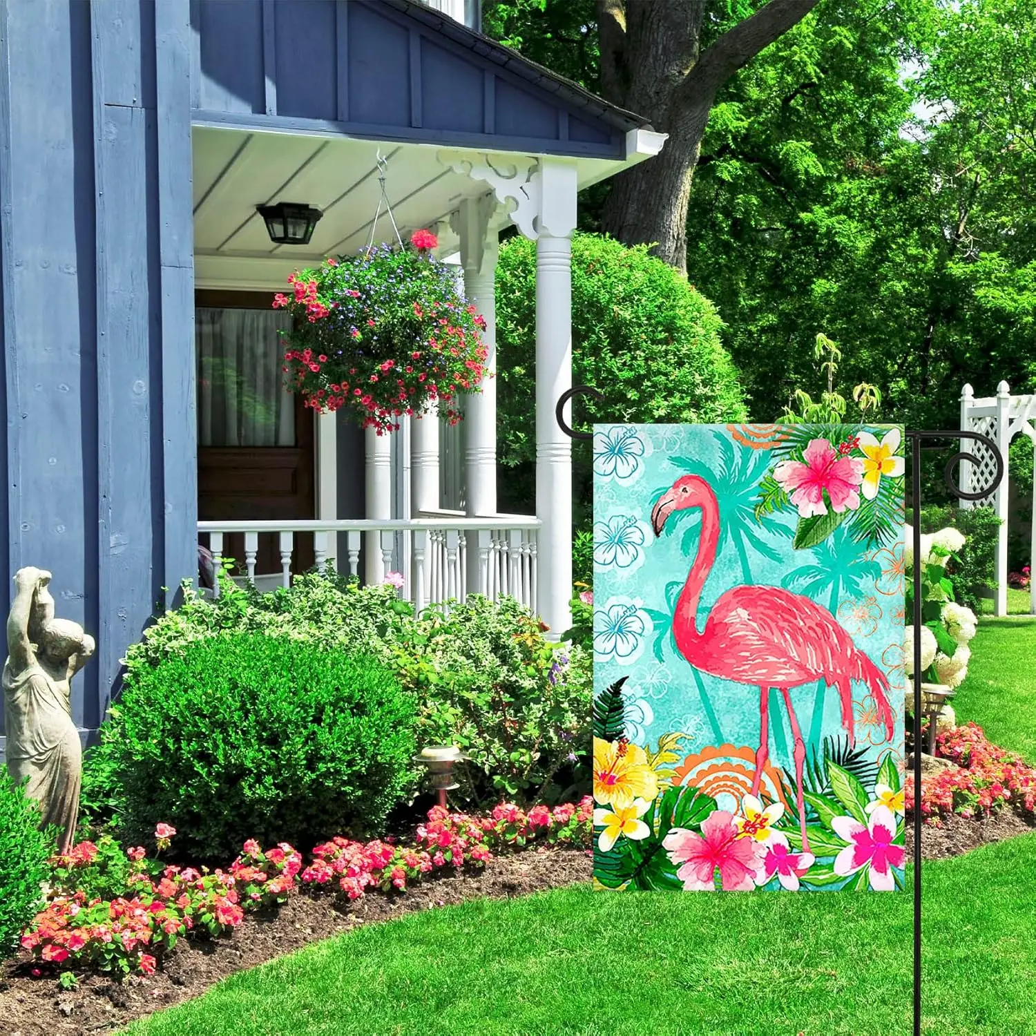 Morigins Flamingo Garden Flag Double Sided Welcome Tropical Flower Floral Outdoor Yard Flag 12x18 Inch KKW