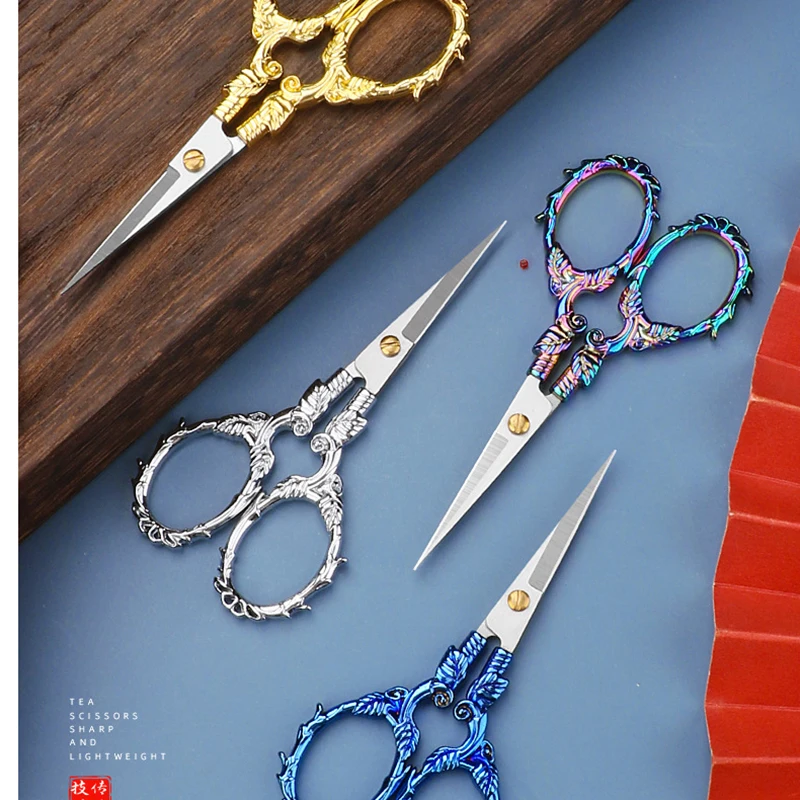 Leaf Pattern Stainless Steel Vintage Scissors Sewing Fabric Cutter Embroidery Cute Scissors Tailor Scissor Thread Sewing Tools