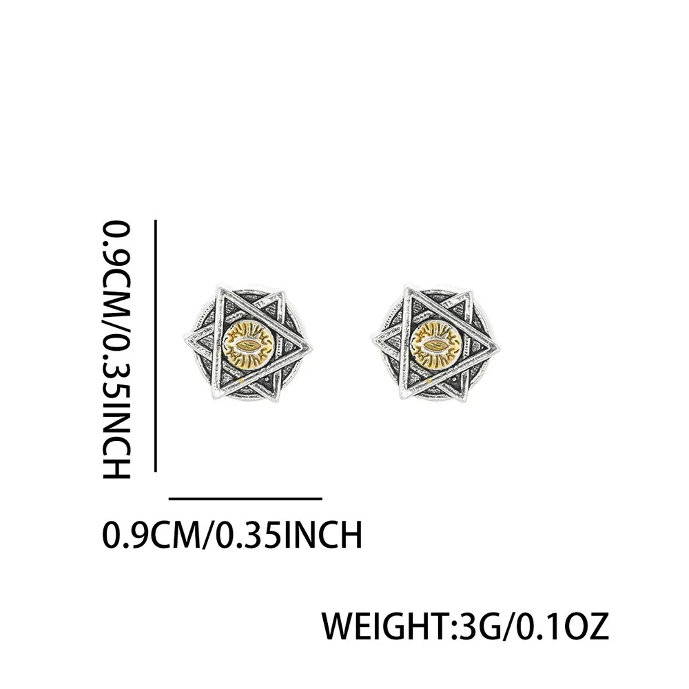 Magnetic Stud Earrings For Men Hexagram Eye of Providence No Piercing Fake Earings Clip On Ear Punk Goth Stainless Steel Jewelry view 6