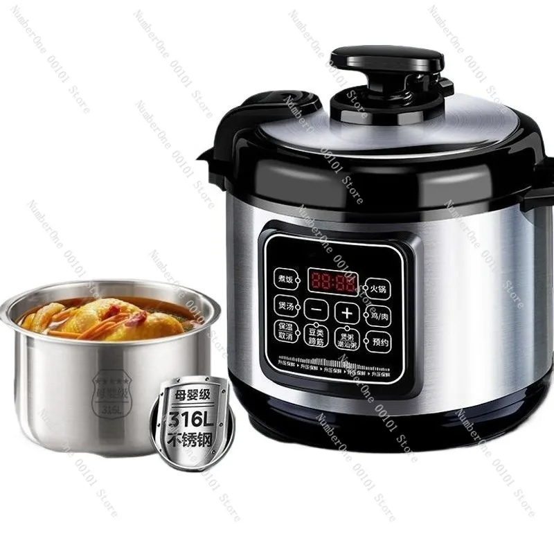 

Modern Minimalist 316 Stainless Steel Electric Pressure Cooker for Home Smart Preset Timer 2.5L Rice Cooker with Dual Inner