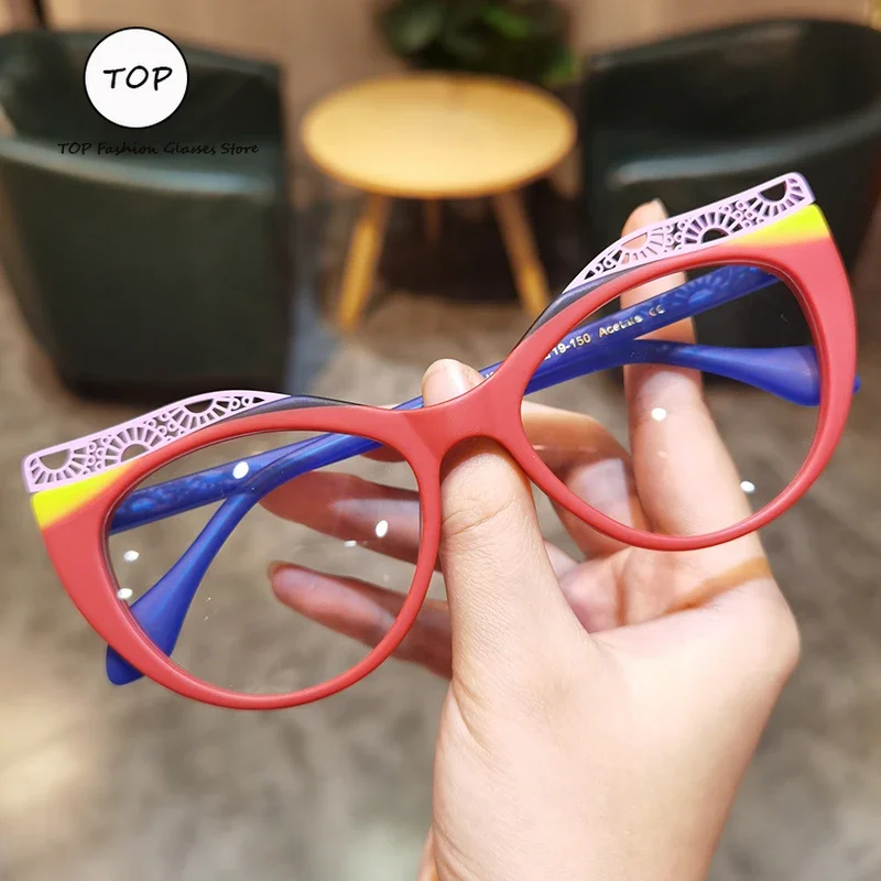 Cat Eye Hand Color Match Frosted Personality Fashionable Men's Glasses Frame Fashionable Women Can Match Myopia Anti-blue Light