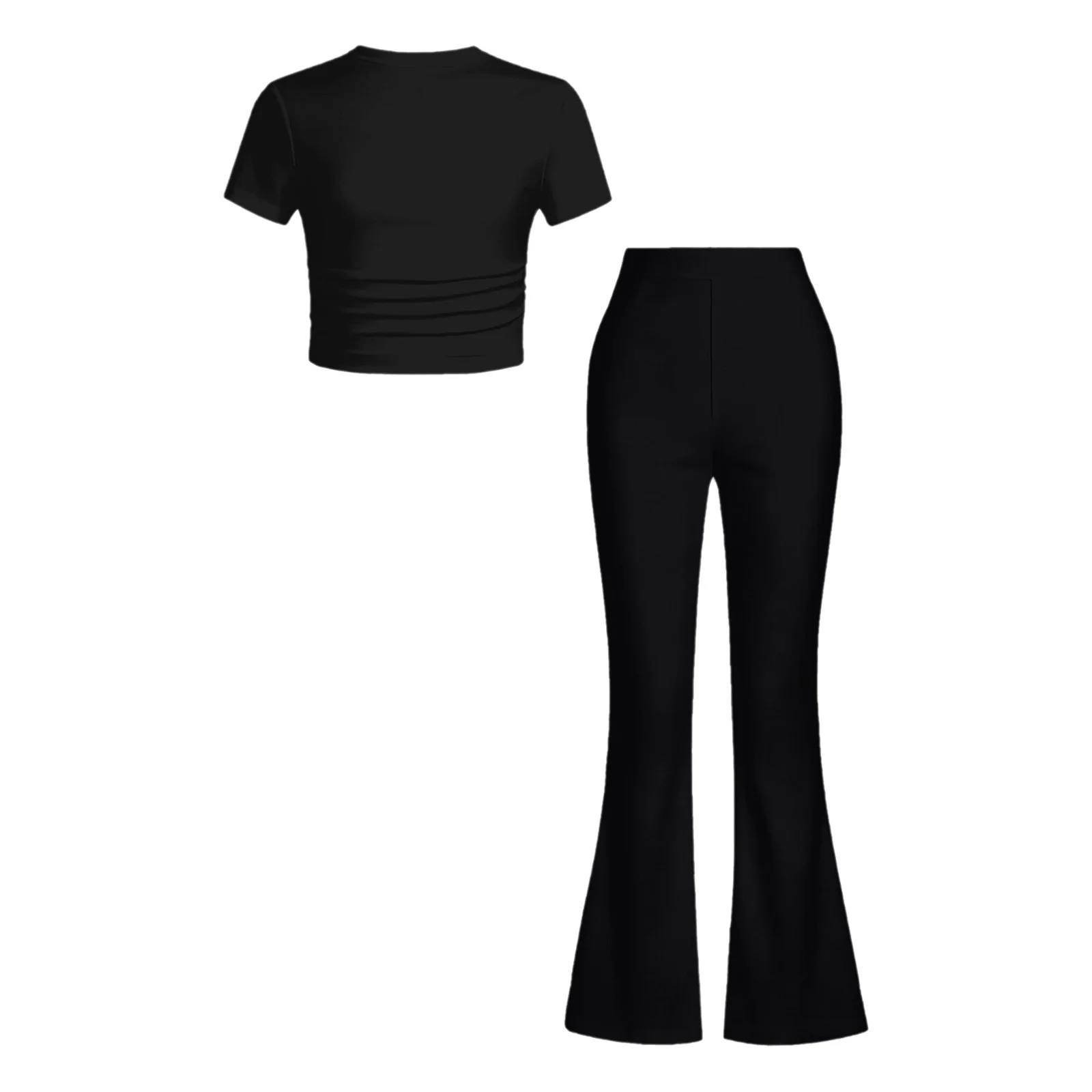 Kids Girls Gym Fitness Warm-up Sports Costume Round Neck Short-sleeve Number Printed T-shirt with Pants Daily Casual Life Outfit