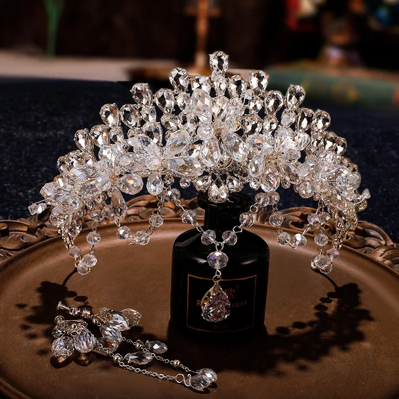 غطاء رأس الزفاف الفاخرة الفرقة الجبين سلسلة فستان الزفاف شكل تاج الزفاف غطاء الرأس خمر