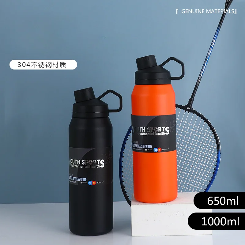 1000ml Large Capacity Outdoor Sports Kettle Stainless Steel Thermos Insulation Cup Colorful Portable Water Bottles with Handle