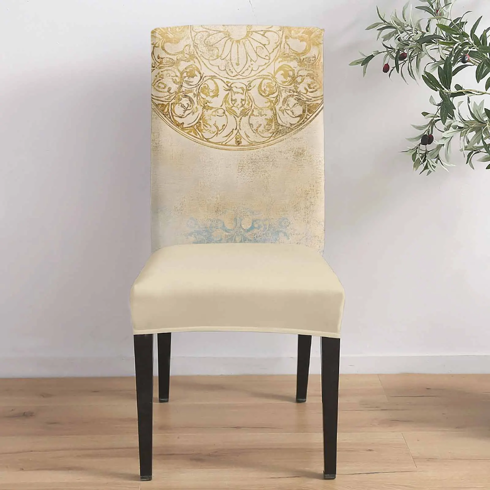 

Traditional Texture Flower Stretch Chair Cover 4pcs Elastic Seat Protector Case Chair Slipcovers Home Decor