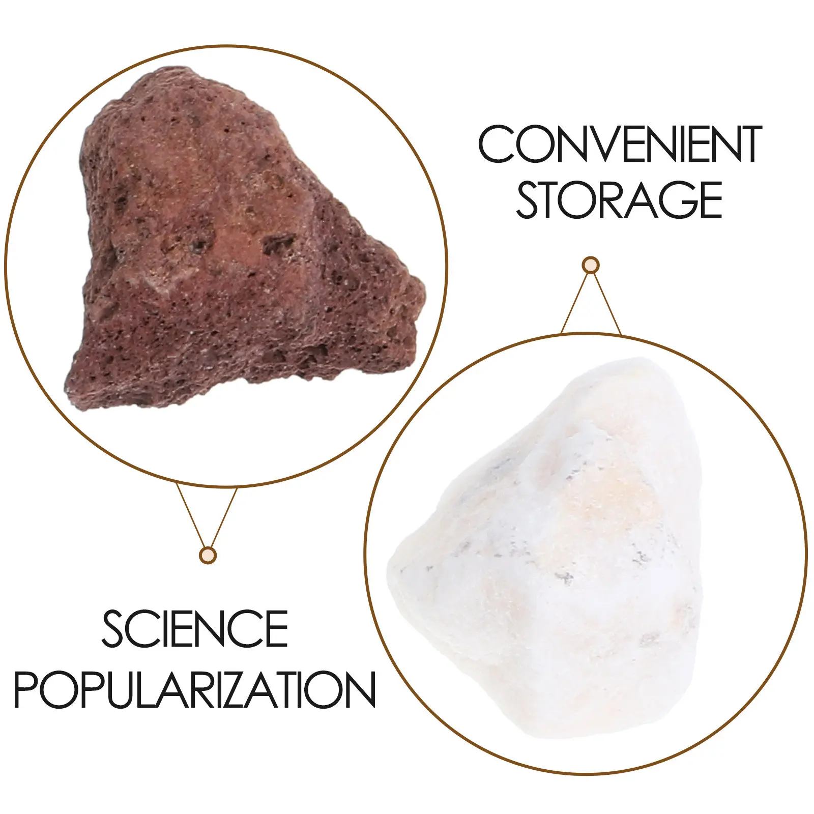 1Set Rock and Mineral Collection Box Science Teaching Prop for Classroom Field Testing Desktop Ornament Kit Home Decor