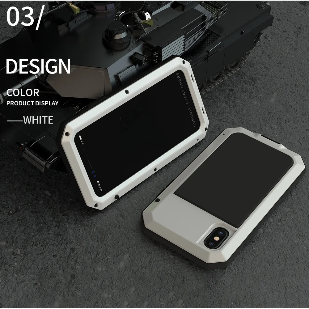 

for iPhone X/XS/XR/XS MAX Metal Case,Heavy Duty Shockproof Tough Rugged Case and Built-in Glass Screen Protect