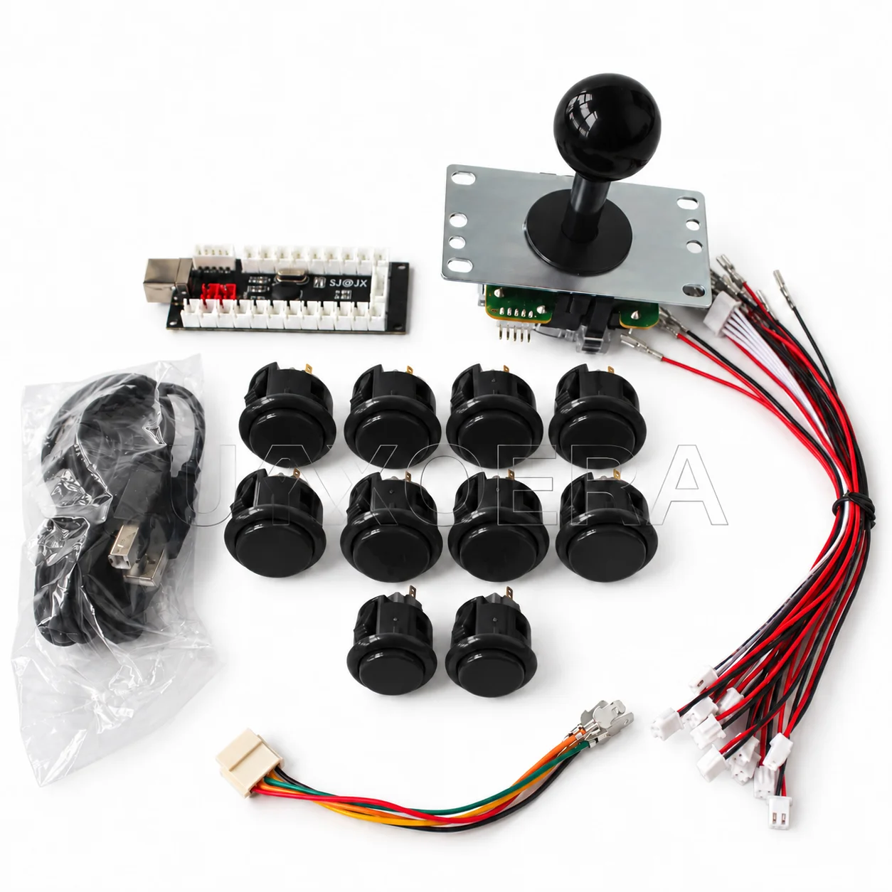 1 Set Original SANWA Arcade DIY Kit JLF Joystick 8×30mm 2×24mm Buttons Zero Delay USB Encoder for PC MAME