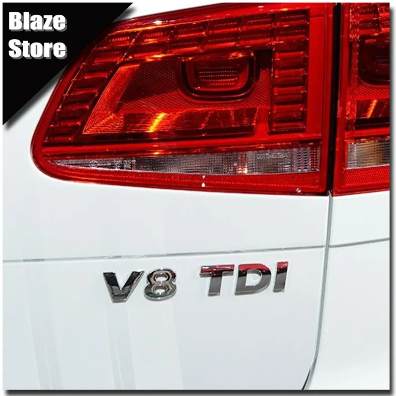 ABS Car Sticker V6 V8 TDI Emblem Decal Rear Tailgate Silver/Black Badge For VW Touareg Accessories