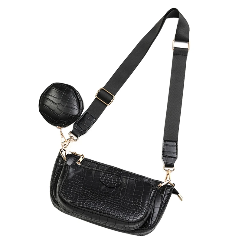 

NEW-Alligator Pattern Soft PU Solid Color Chain Shoulder Bag Crocodile Pattern Women Crossbody Bag Handbags And Purse