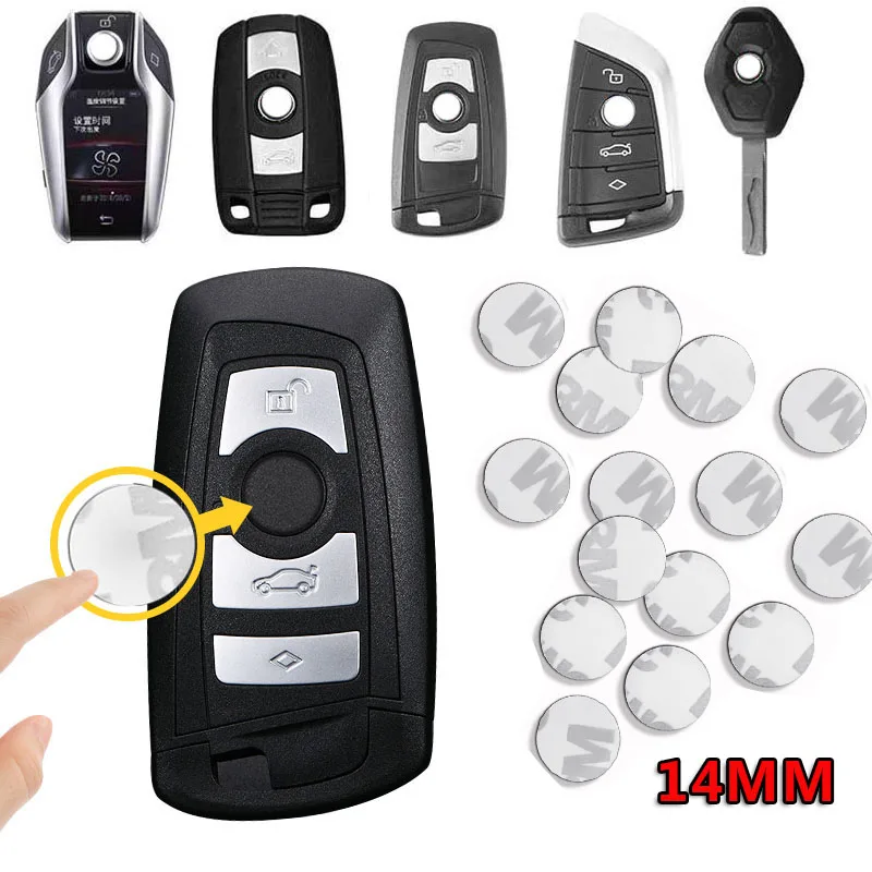 14mm Aluminum Car Remote Key Sticker Emblem Auto Accessories for BMW Citroen Toyota Volkswagen Mercedes-Benz KIA Ford Audi Honda