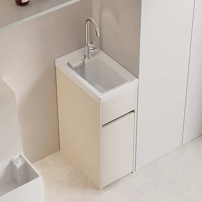 Bathroom cabinet, floor-standing washing basin, deepened integrated ceramic aluminum honeycomb laundry cabinet