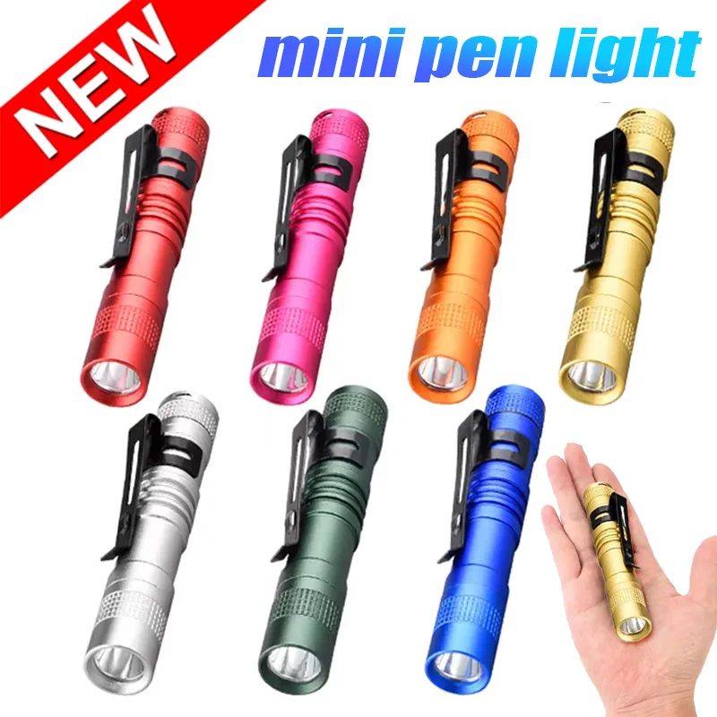 

Portable Mini LED Pen Flashlight With Pen Clip Handheld Ultra Pocket Torch Use AAA Battery For Outdoor Camping Emergency Lamp