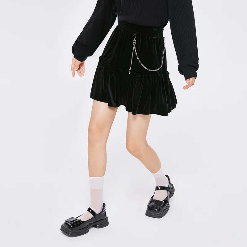 Semir 2023 Women Skirt Loose Texture Skirt Women Stringy Selvedge Cake Skirt Playful Sweet Cool Skirt for Women