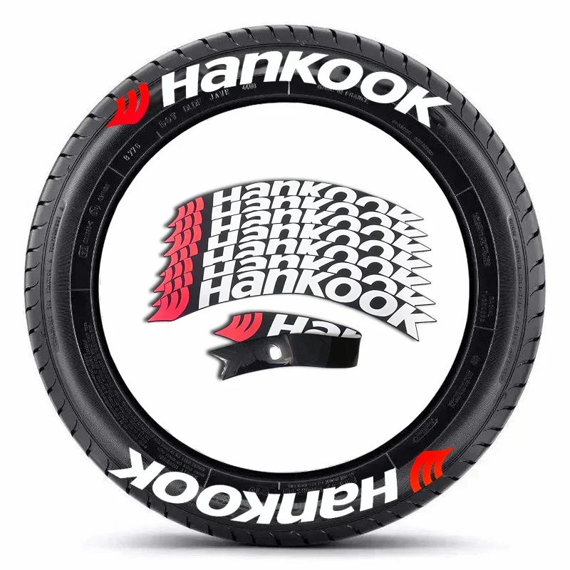 Jednoczęściowe paski HANKOOK na 4 opony do montażu DIY Design naklejki dekoracyjne 3D naklejki z napisami do opon samochodowych uniwersalne