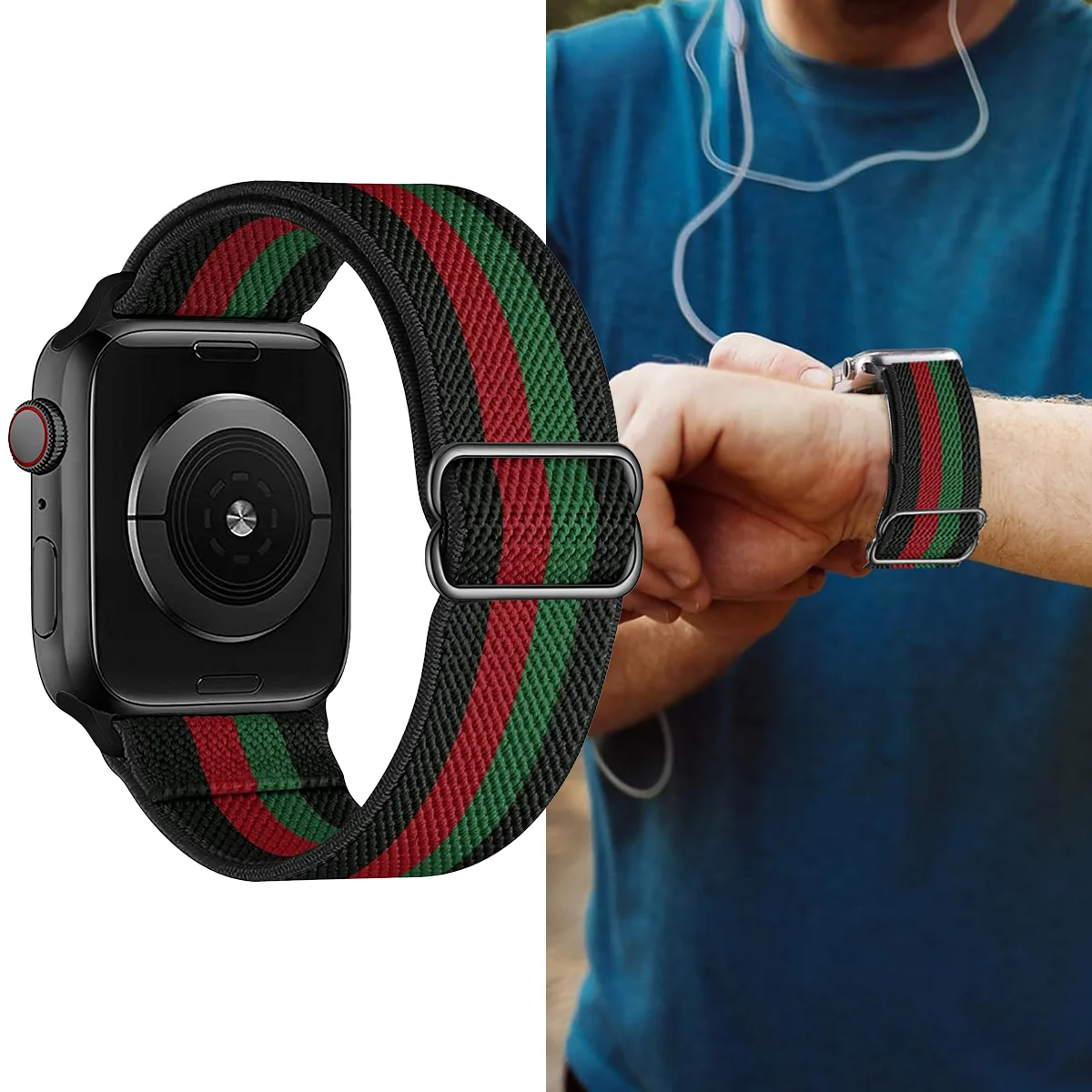 Stretchy Nylon Strap for Apple Watch Band Ultra3 Series11 10 9 8 7 6 5 4 3 Elastic Loop for Iwatch 38 40 41 42 44 45 46 49mm
