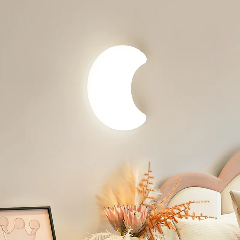 

Minimalist Moon LED Wall Lamps Children's Room Bedside Lamp Modern Cream Style Baby Room Boy Girl Bedroom Bedside Wall Lights