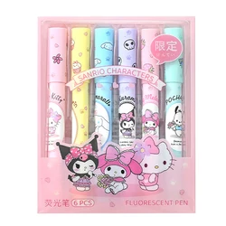 6Pcs/box Fashion Cartoon Anime Highlighter Pen Set Kawaii Color Art Fluorescent Markers Pens Hand Account Pen School Stationery