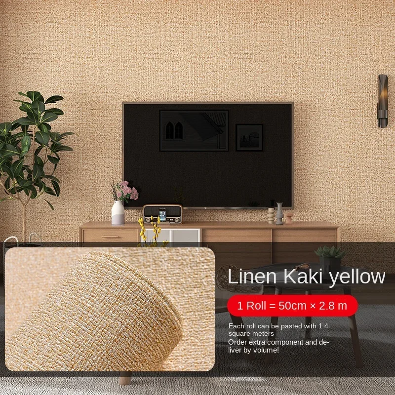 3d Dikker Zelfklevend Thermisch Isolatiebehang Linnen Effen Kleur Decor Muurstickers Renovatie Anti-Collision Behang