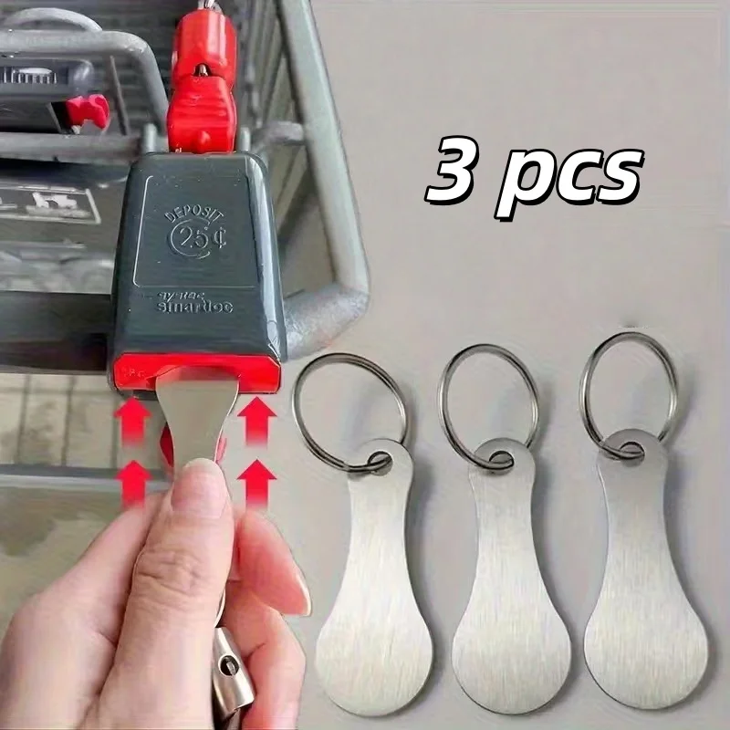 1/3pcs Shopping Cart Token Hard Portable Key Ring Metallic Stainless Steel Keychain for Key Hook Practical Daily Use Accessories