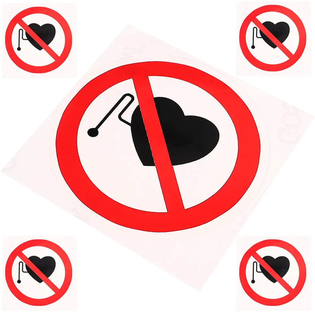 

5Pcs No Warning Sign Sticker Adhesive Vinyl Decal Safety Label for Restricted Areas Hospital Mri Rooms Easy