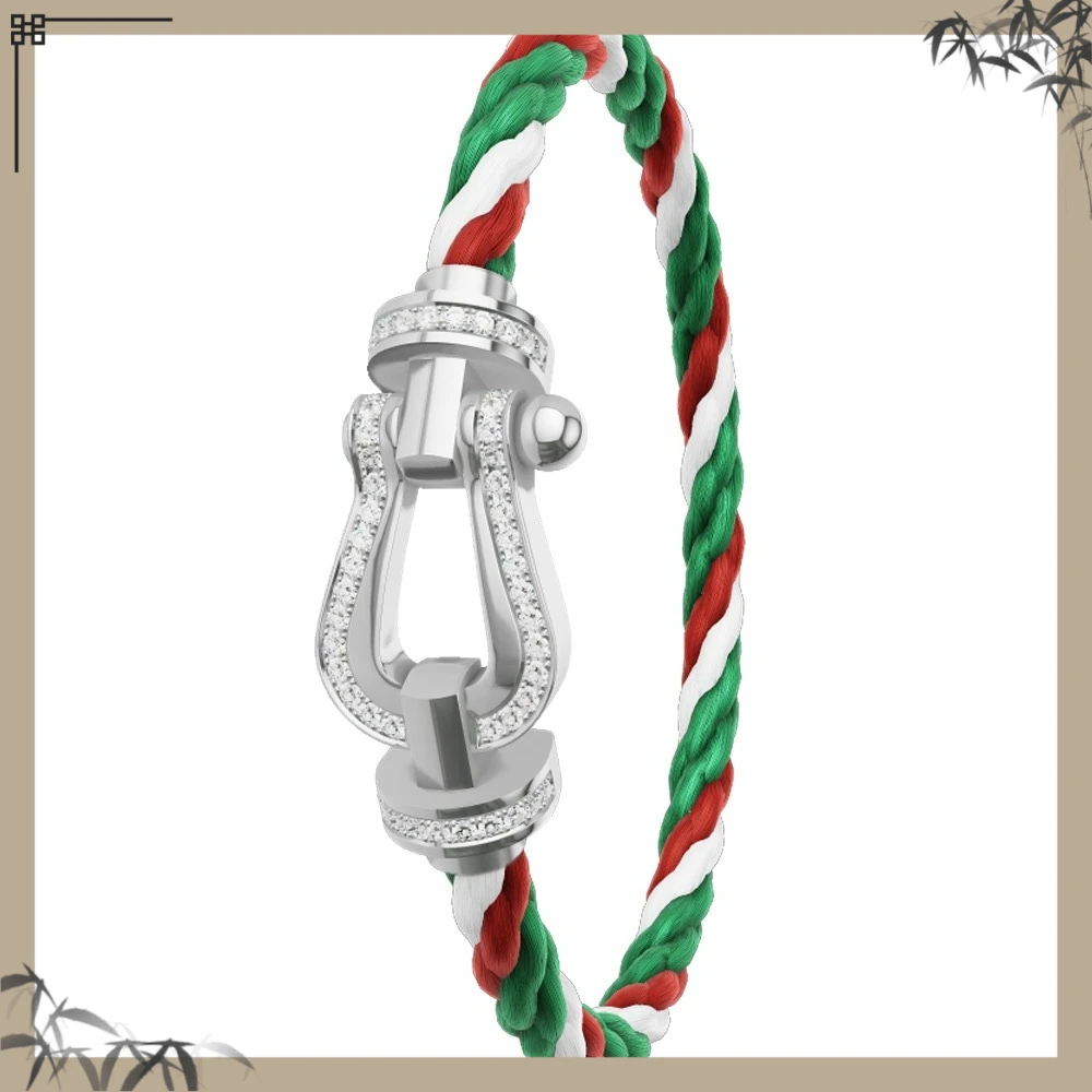 

VZZS New 925 Silver Black Green blue Nylon L Single Row Zircon Bracelet Female Daily Wear Party Gifts Luxurious Couple Jewelr