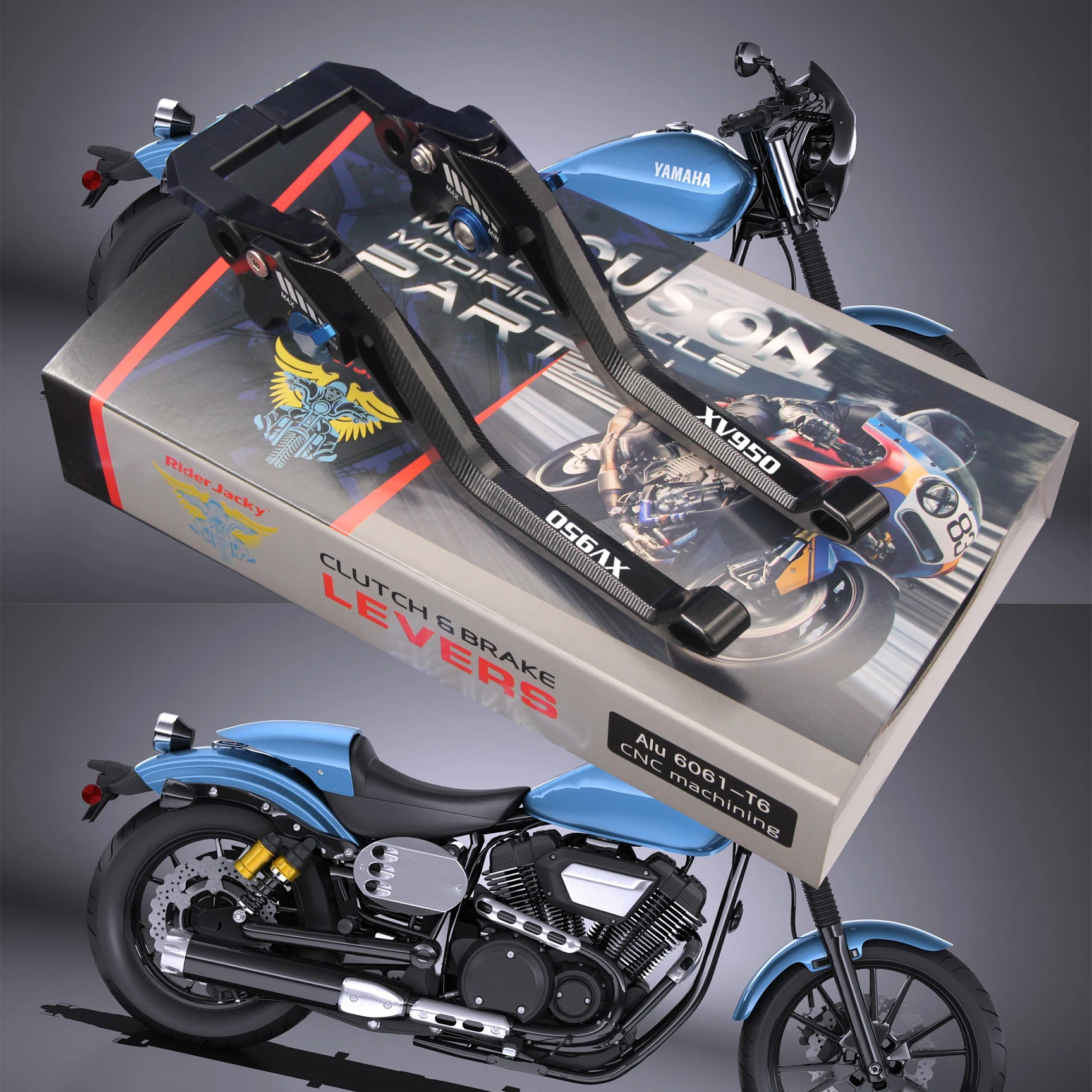 Para Yamaha XV950 Racer 2016 2017 2018 2019 2020 palancas de embrague de freno de motocicleta largas ajustables 3D rombo hueco