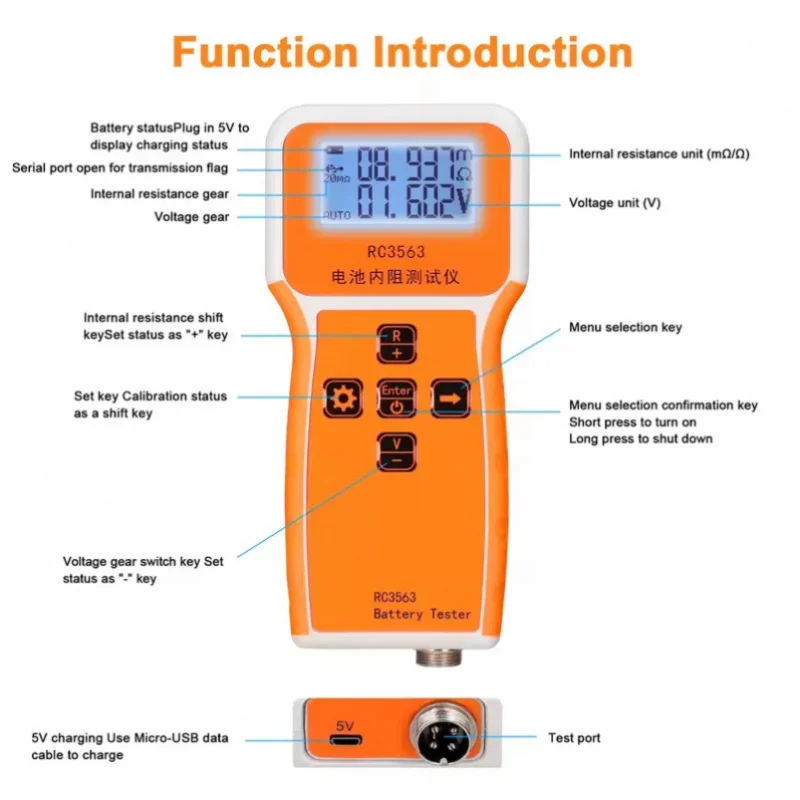 Testeur de résistance interne de tension de batterie RC3563, haute précision, Trithium, Lithium, fer, Phosphate, testeur de batterie 18650, ohmmètre