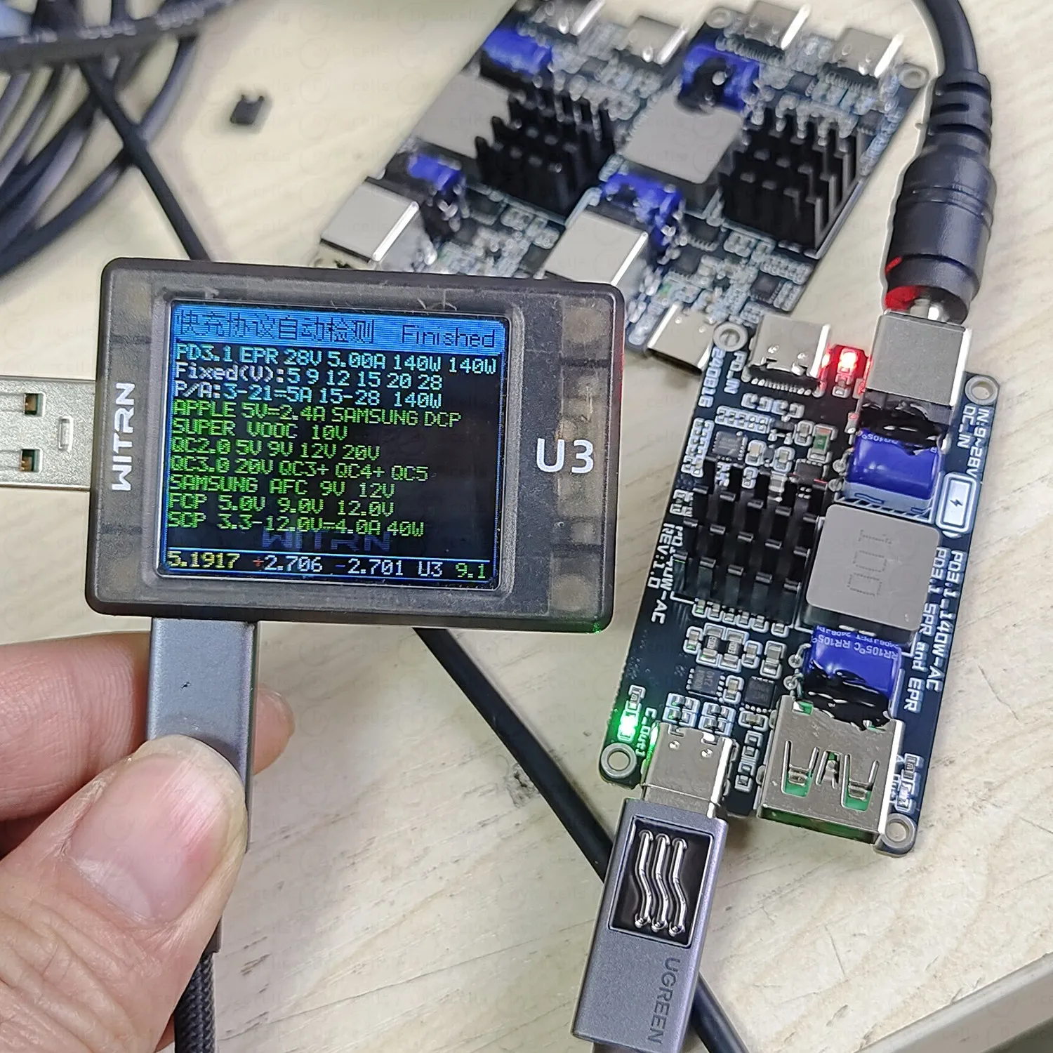 PD3.1 140W (28V 5A) Modulo di ricarica rapida TYPE-C USB Tutti i protocollo Desktop Car Ricarica rapida PD3.0 QC3.0 QC4 + Caricatore per telefono cellulare