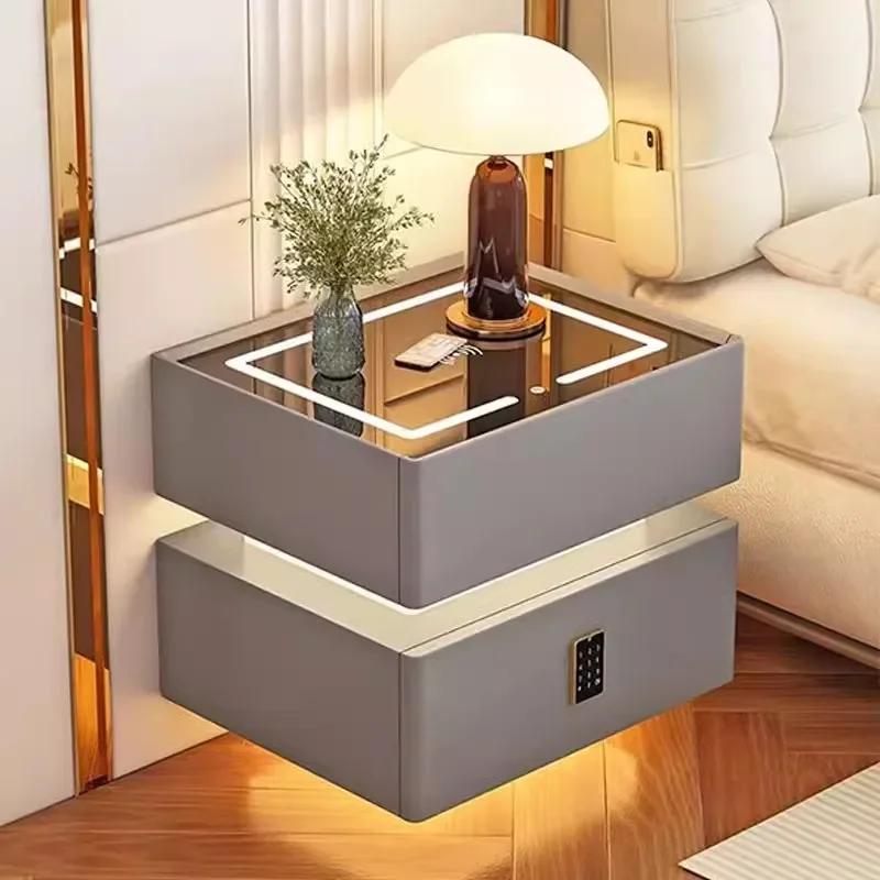 Mesita de Noche Flotante Moderna de Fábrica China 2026, Mesita de Noche LED para Dormitorio, Mesita de Noche Montada en la Pared