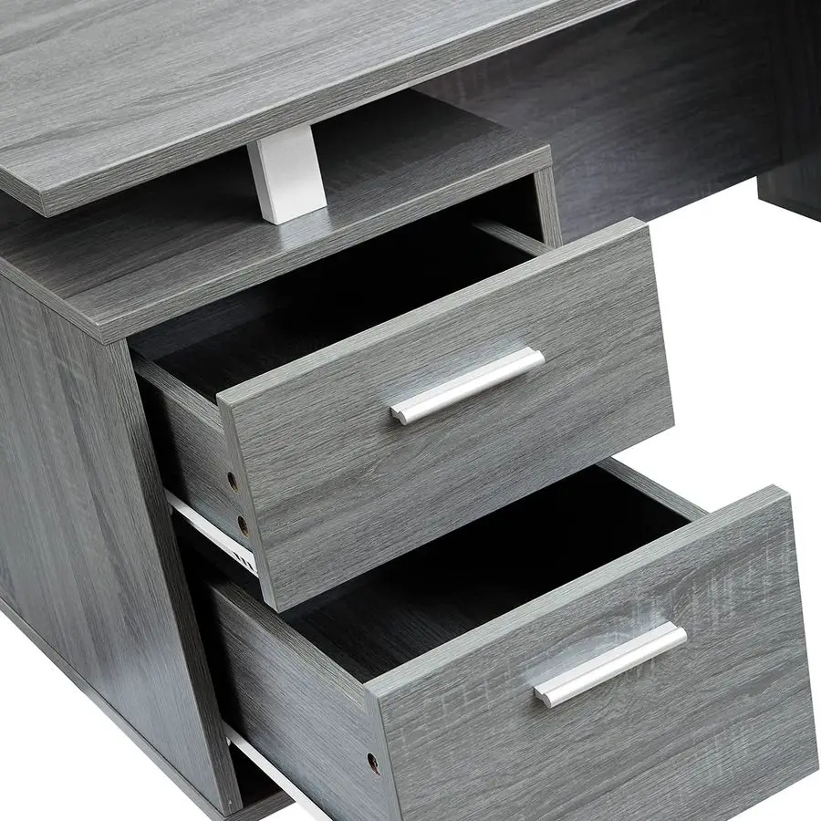 Bureau moderne avec rangement, gris