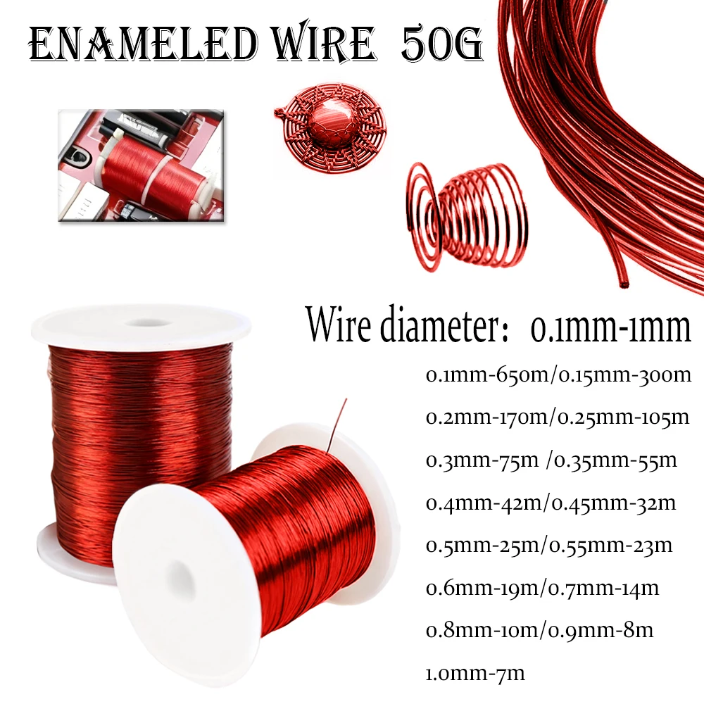 1-5roll 0.1mm-1.0mm Red Polyurethane Enameled Coppers Lacquer Wire Bead String Cable Coppers Wire Magnet Wire Enameled Coppers