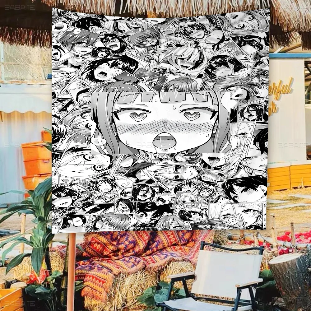 A-Ahegao Manga Girl Creative Pattern Hanging Flag Polyester Printed Banner Hand Pulled Flag