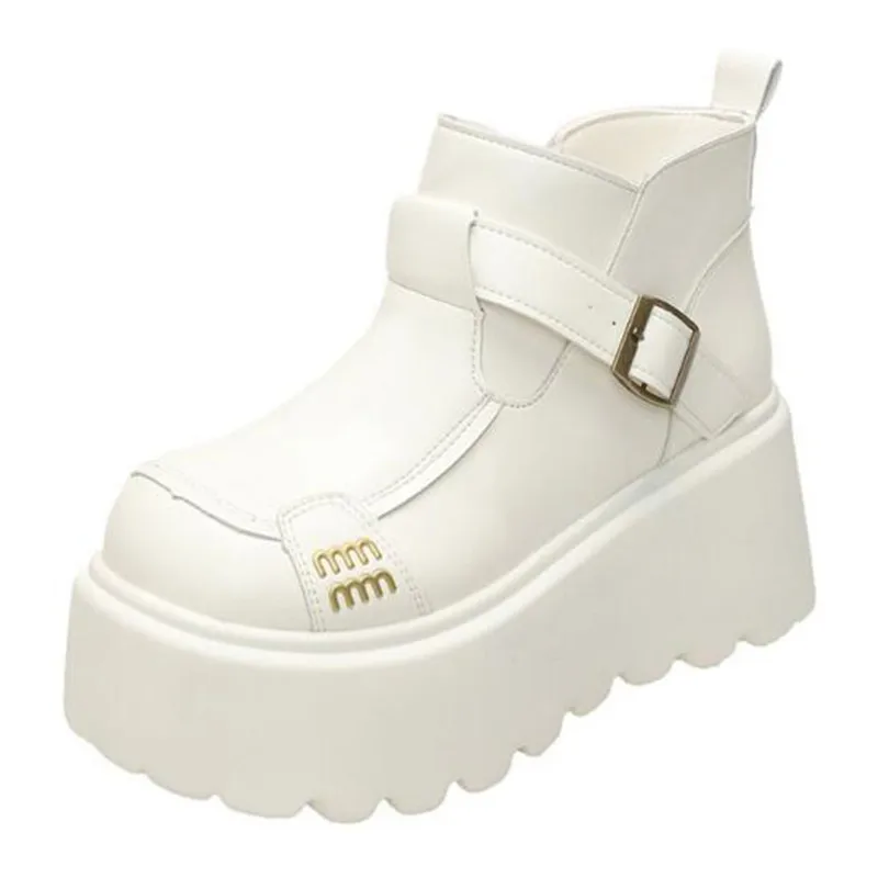 NEW Brand Platform High Heels Ankle Snow Boots Leather Women Shoes Luxury Warm Plush Women Boot Winter Brand Chelsea Botas Mujer