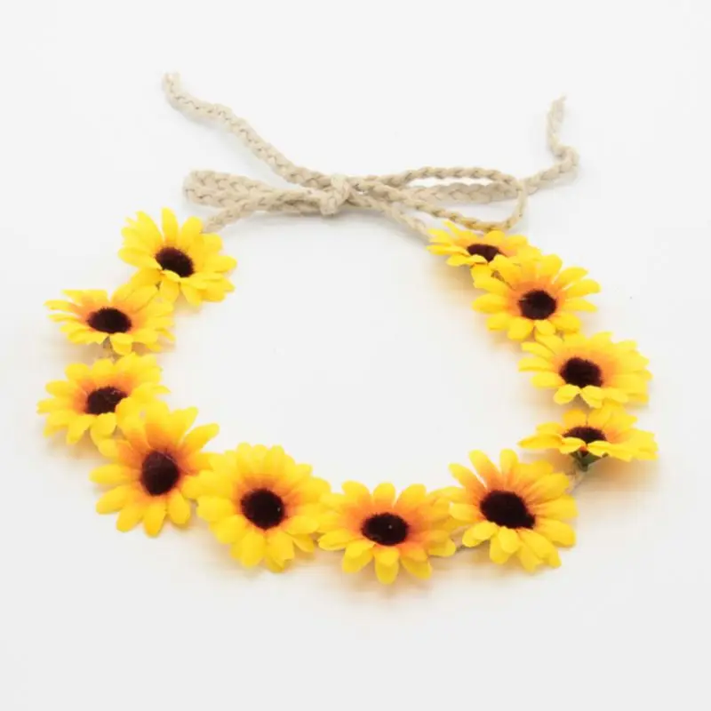 Zonnebloem Slinger Bloemenkrans Geweven Daisy Hoofdband Voor Vrouwen Vrouwelijke Meisjes Strand Voor Zonnehoed Haar Decoratieve Accessoires