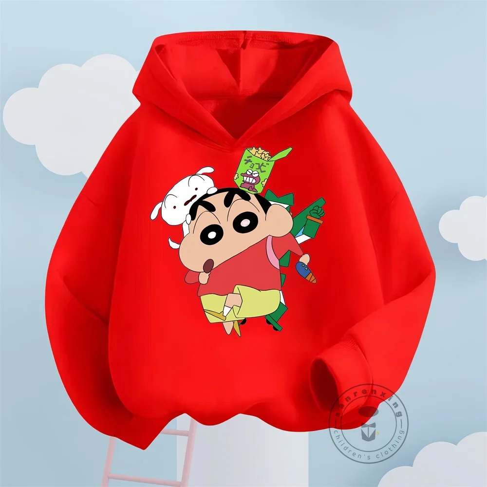 Cute and Fashionable Hoodie For Kids Long Sleeve Pullover Sweater Boys Girls Clothes Autumn Winter Crayon Shin-chan Street Funny