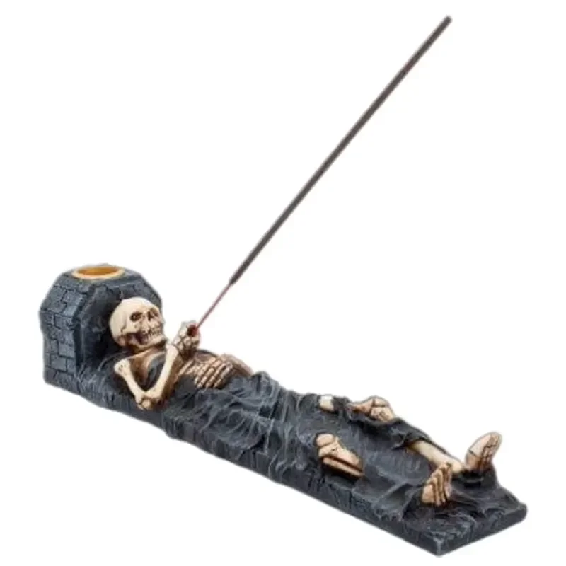 for  Wholesale Custom Gray Resin Skull Incense Burner Easy Incense Rack