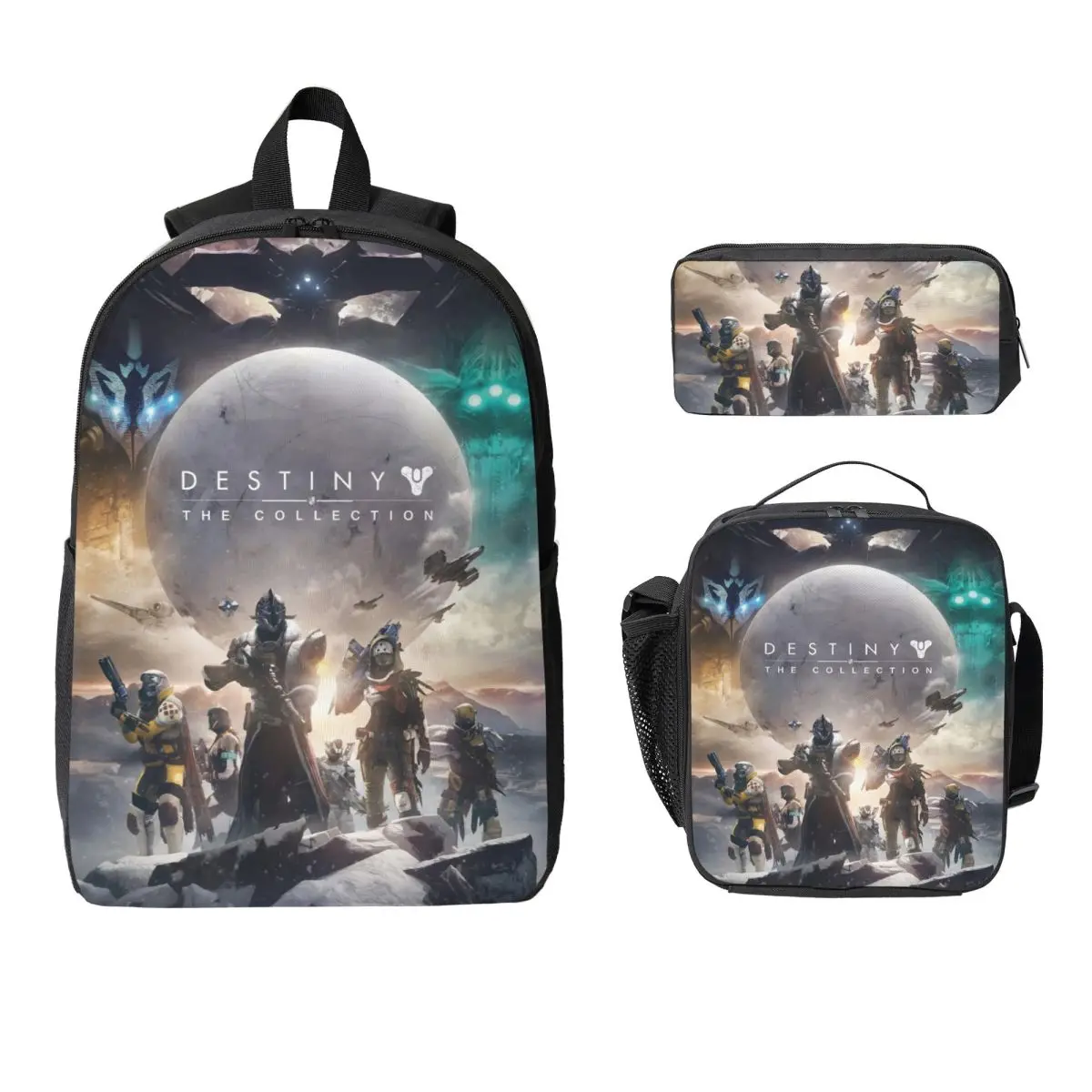 Ensemble de 3 sacs à dos Destiny 2 pour filles et garçons, avec boîte à lunch, pour les élèves du primaire