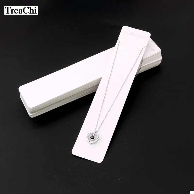 100pcs White Long Strip Rectangle Necklace Cards Packing Display Jewelry Organizer DIY Handmade Paper Cards