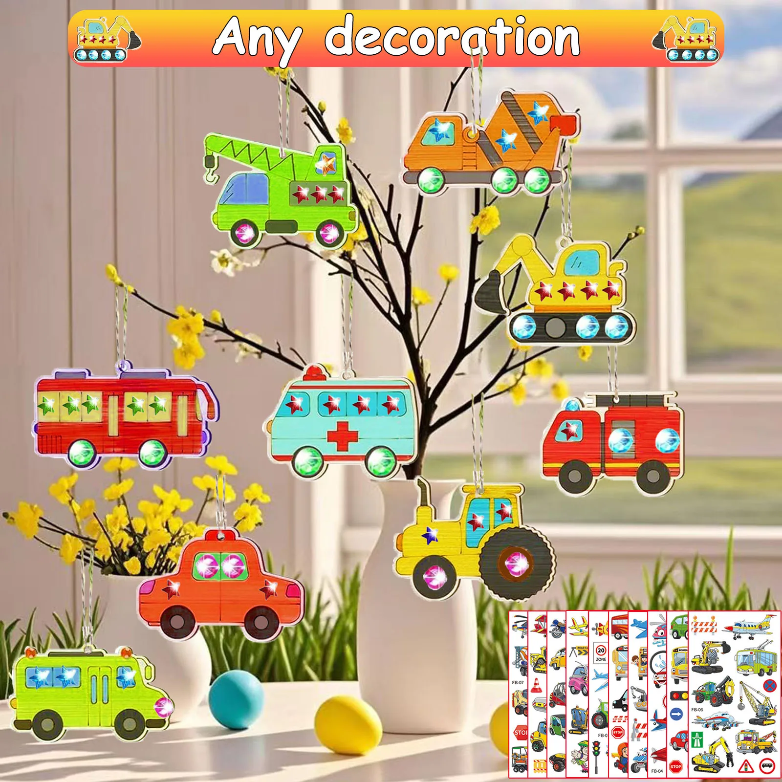 Set artigianale da colorare fai-da-te per trasporto in legno da 246 pezzi, set artigianale in legno per trasporto, regalo artigianale per feste di compleanno