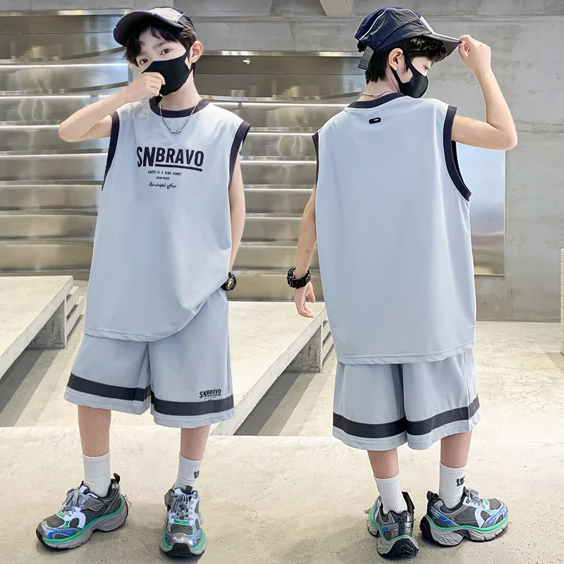 2025 جديد للأطفال ملابس الصيف سترة دون أكمام رياضي الشارع الشهير ملابس أطفال باردة نمط غير رسمي 6 8 10 12 14 سنة #4