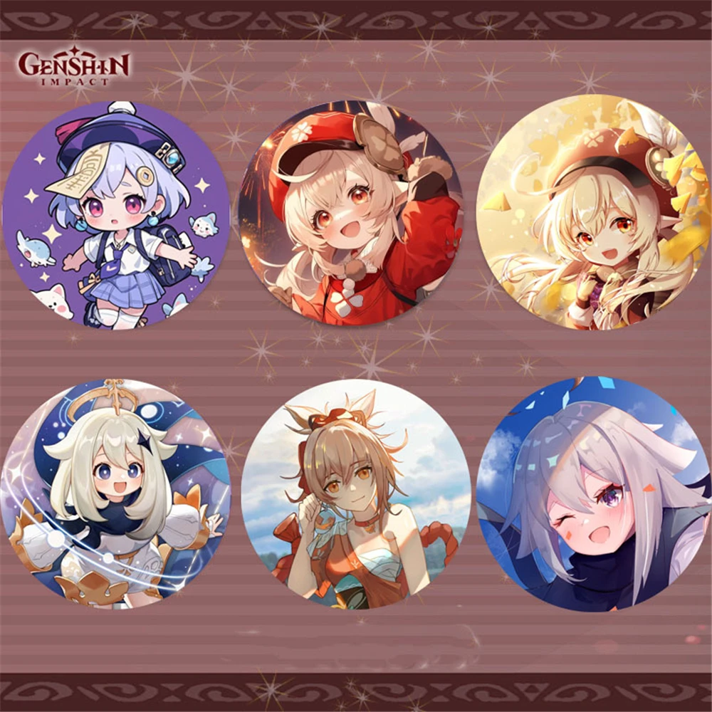 

Game Genshin Impact Klee Paimon Qiqi Yoimiya Cosplay Costume Badge Pin SPTE Tinplate Brooch