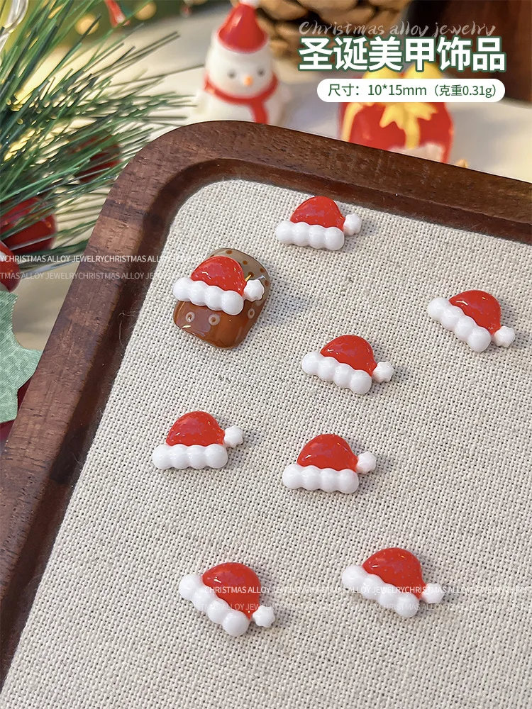 سلسلة عيد الميلاد ملحقات فن الأظافر أجراس الرنة ثلج العكازات لطيف الكرتون مسمار الزينة DIY بها بنفسك أجزاء تصميم مانيكير