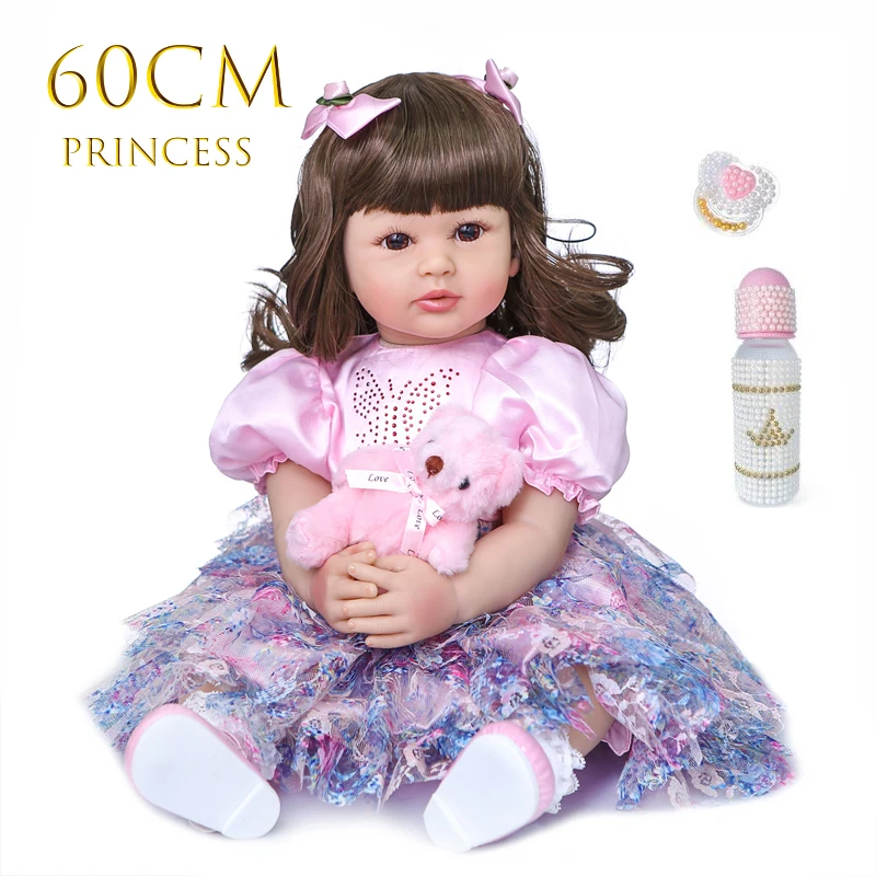 

Lifelike 24inch Reborn Toddler Doll (Soft Silicone Limbs, Cloth Body) Alive 60cm Princess Baby Girl Brinquedos Gift