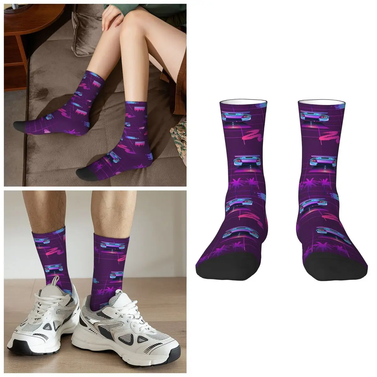 Neon Racing Cool And Dynamic Socks Harajuku Sweat Absorbing Stockings All Season Long Socks Accessories for Unisex Christmas