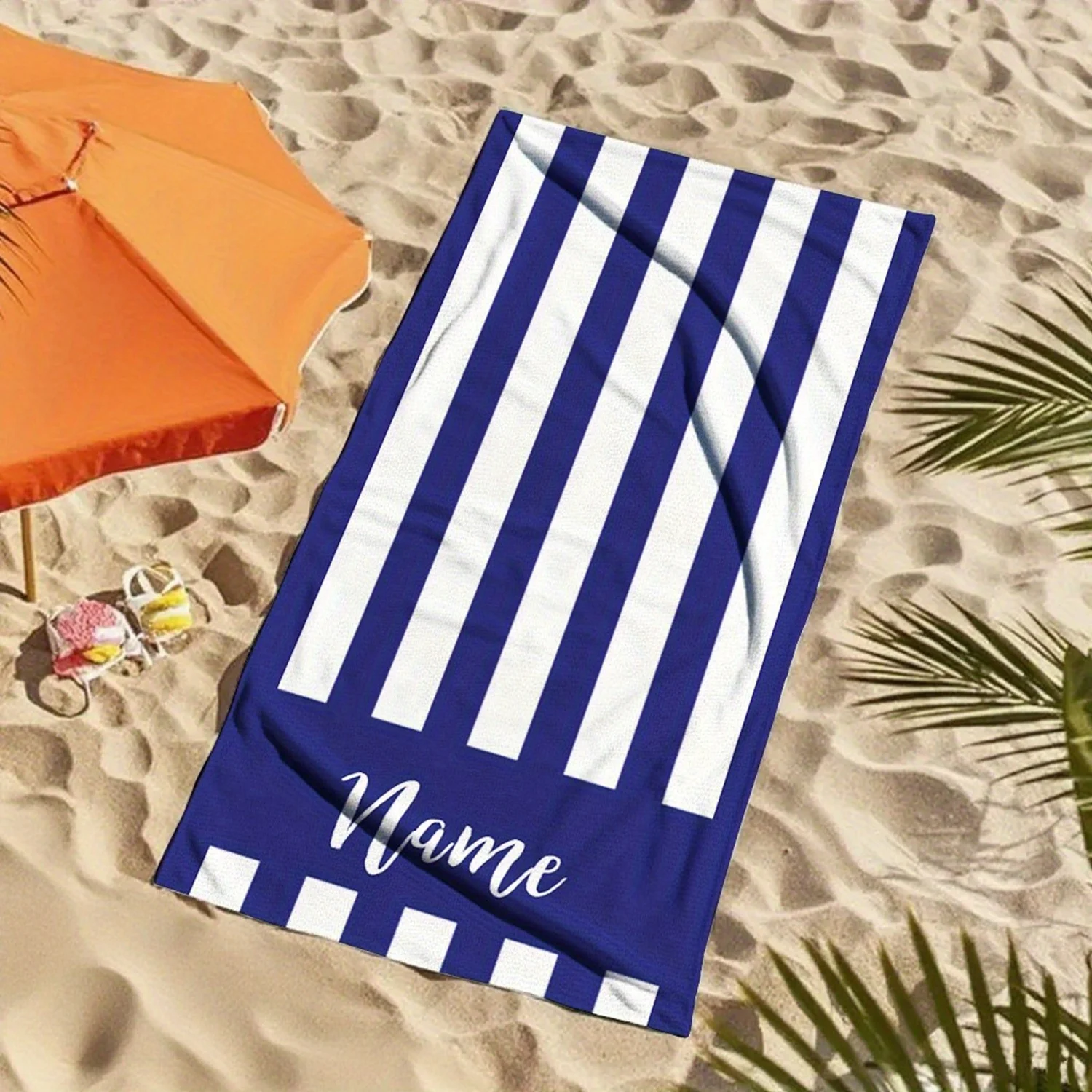Personalized Striped Beach Towel Custom Name/Logo Oversized Microfiber Towel Summer Party Gift for Beach Swimming Bath Sports