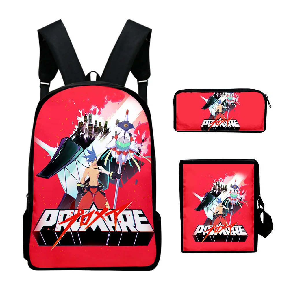 Popular Novelty Peculiar PROMARE 3D Print 3pcs/Set pupil School Bags Laptop Daypack Backpack Inclined shoulder bag Pencil Case