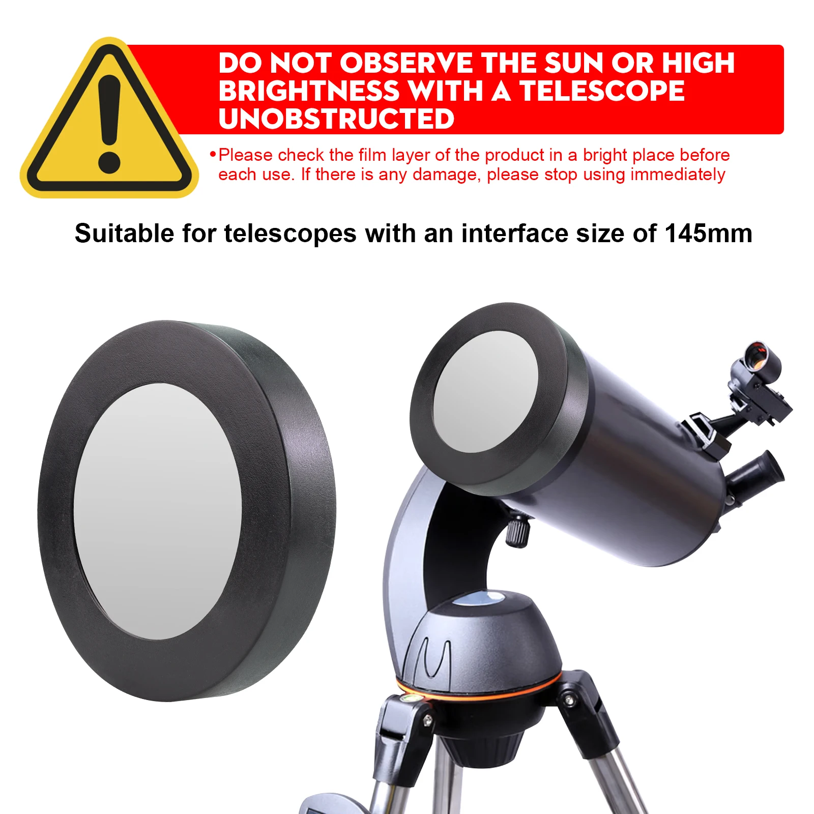 Datyson B5P9898C Solar Observing Filter Sheet Plastics Cap for Telescope Tubes with Outer Diameter 145mm