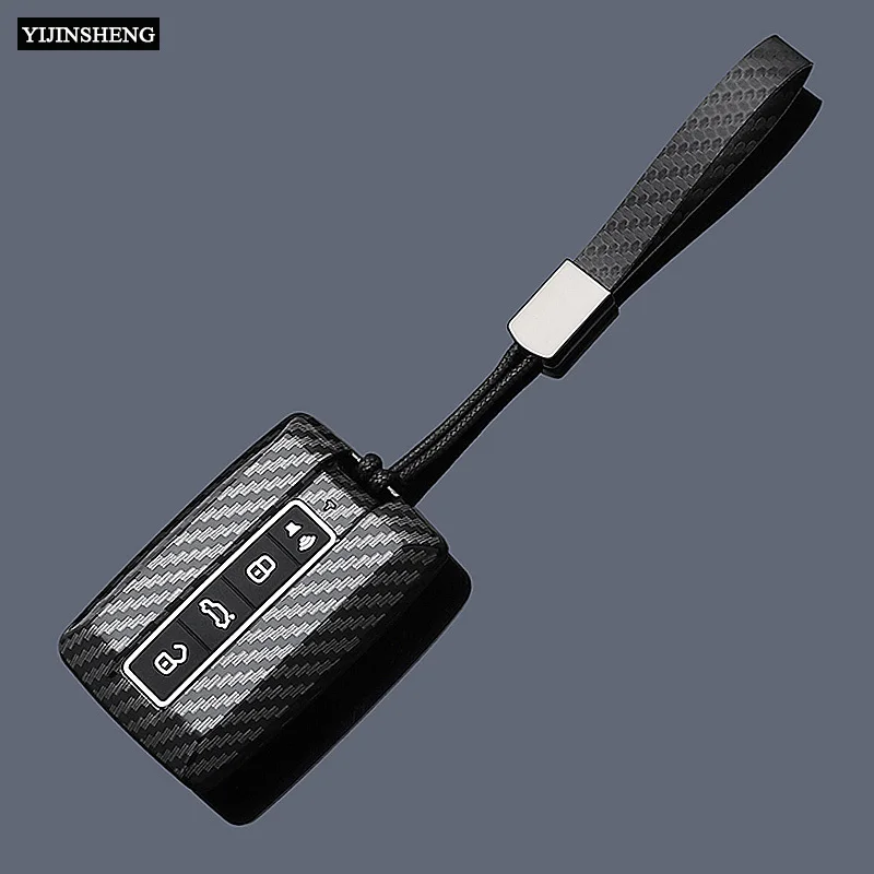 4 أزرار الكربون نمط ABS حافظة مفاتيح السيارة غطاء فوب للجدار العظيم GWM WEY TANK 300 500 400 700 حامل حماية مفتاح بعيد #1