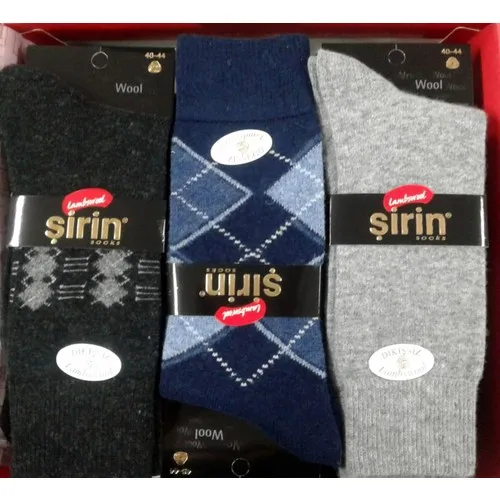 Cute 6'Lı Male Seamless Wool Socks Plaid 8645